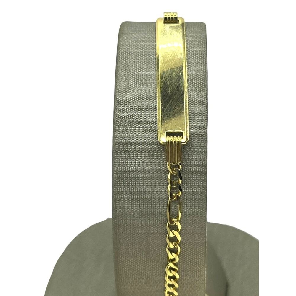 NEW 14K YG Figaro Baby ID Bracelet (15117)